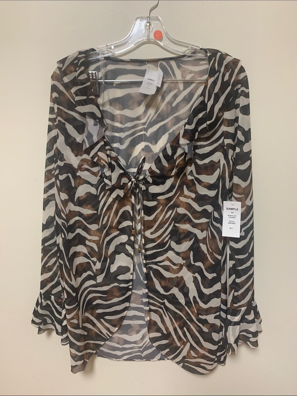 Sunshine 79 swim coverup - animal print mesh cardigan shirt